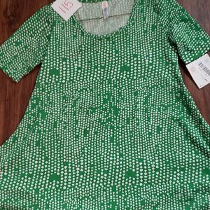 LulaRoe - Perfect Tee - XXS -Green & White Pattern